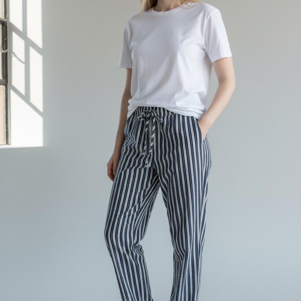 Zara Black and White Striped Women's Flare Pants